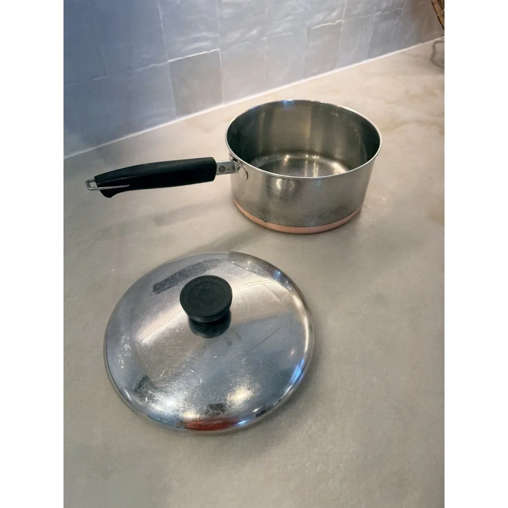 Revere Ware 1801 2 Qt Quart Copper Bottom Pre 1968 VTG Sauce Pan w/ Lid Vintage